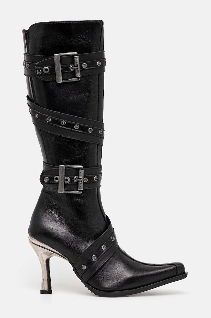 New Rock kozaki skórzane ITALI NEGRO + MALICIA TACON CARIBE ACERO M.9029.C10 czarny AA00
