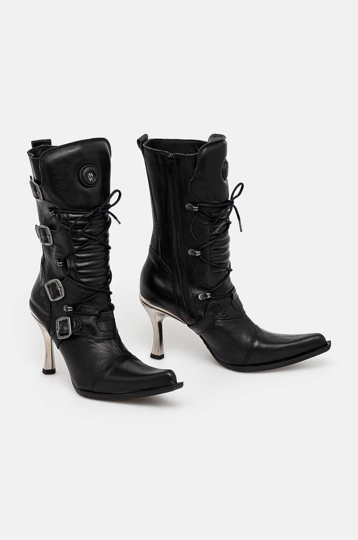 New Rock leather ankle boots ITALI NEGRO FINO + MALICIA TACON CARIBE ACERO black M.9373.S8