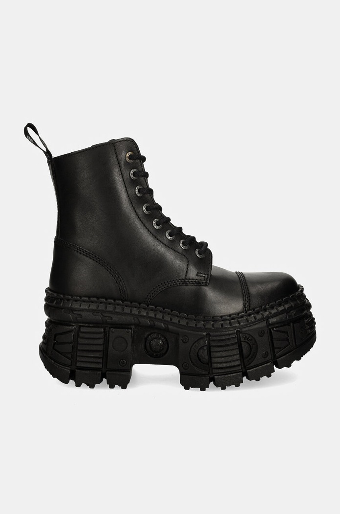 New Rock leather biker boots CRUST NEGRO + TANK CASCO NEGRO M.WALL083C.S5 black AW24