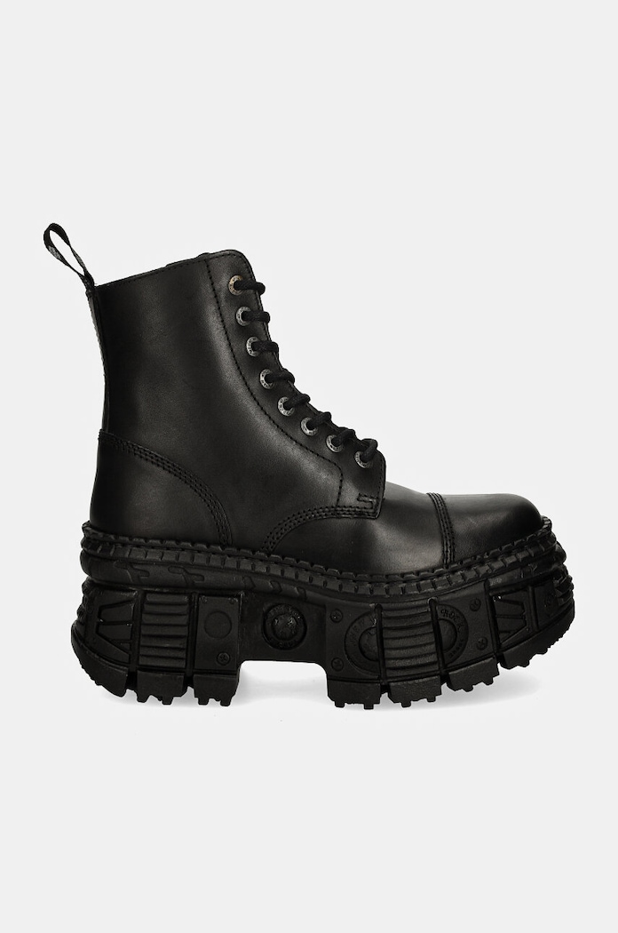 New Rock leather biker boots CRUST NEGRO + TANK CASCO NEGRO M.WALL083C.S5 black AW24