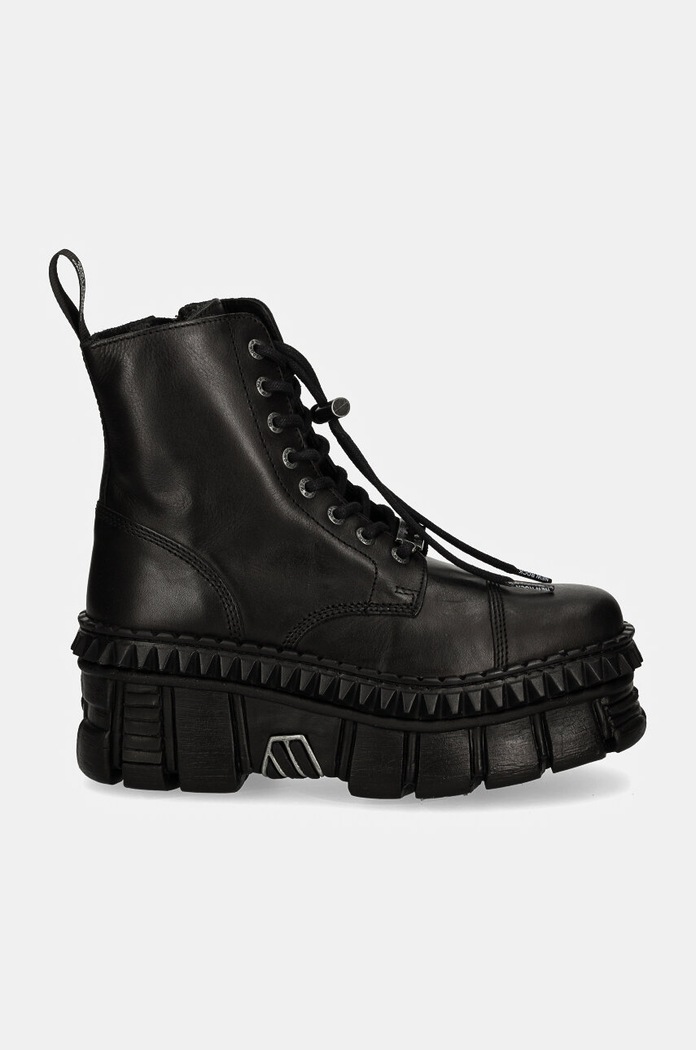 Кожени кубинки New Rock CRUST NEGRO + TOWER CASCO NEGRO M.WALL083CCT.S6 черен AW24