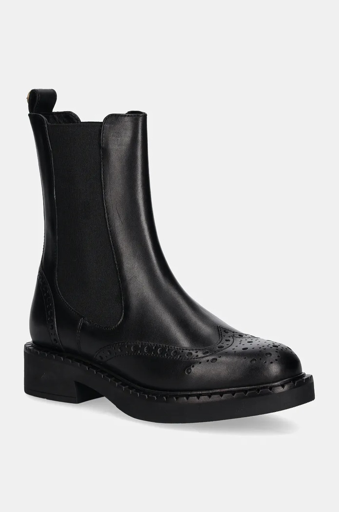 Twinset sztyblety skórzane płaski czarny 242TGT090.00006