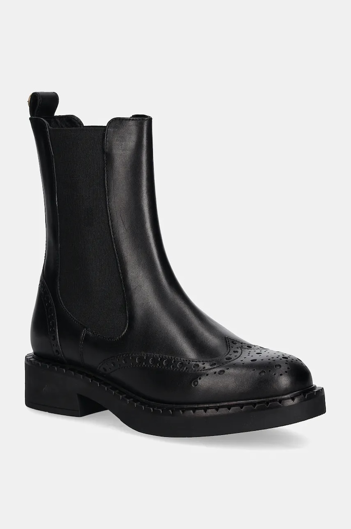 Twinset sztyblety skórzane płaski czarny 242TGT090.00006
