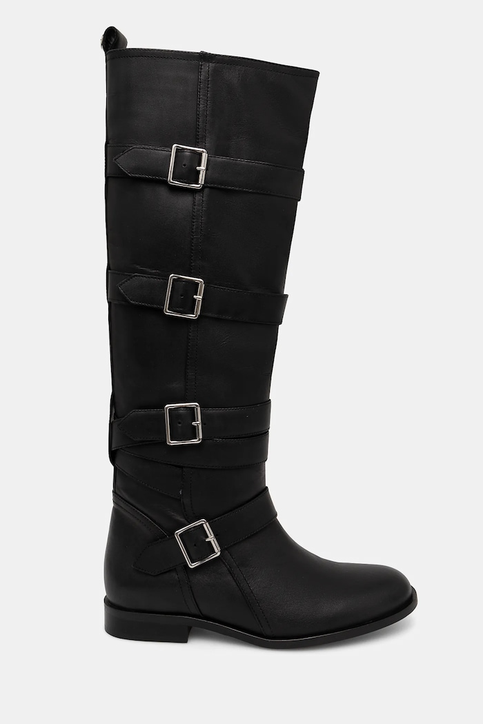 Δερμάτινες μπότες Twinset 242TGT124.00006 μαύρο AW24