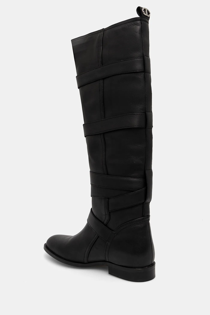 Παπούτσια Δερμάτινες μπότες Twinset 242TGT124.00006 μαύρο