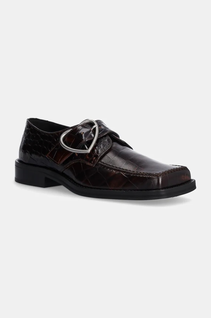 Martine Rose leather shoes Square Toe Buckle Loafer flat brown 1055LE01710W