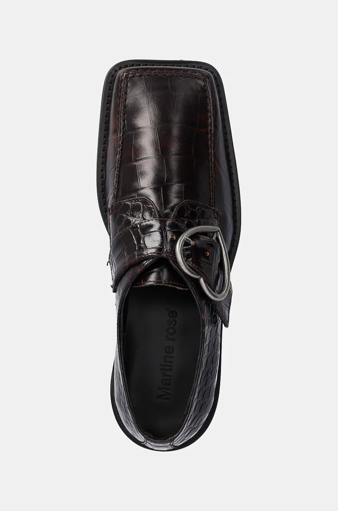 Martine Rose leather shoes Square Toe Buckle Loafer brown 1055LE01710W
