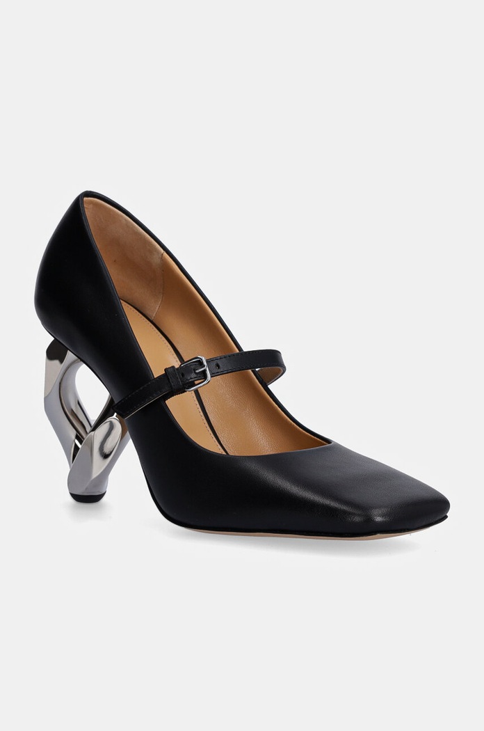 Usnjeni salonarji JW Anderson Chain Heel več kot 8 cm črna ANW43251A.999