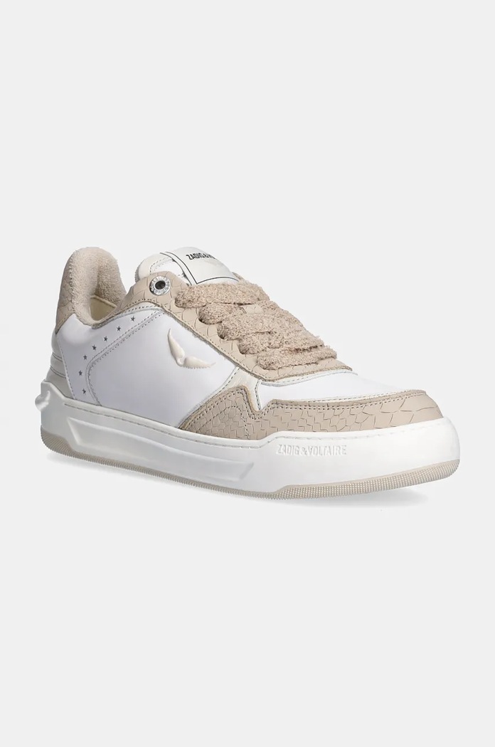 Кожени маратонки ZADIG&VOLTAIRE Wings равна бял SWSN00523