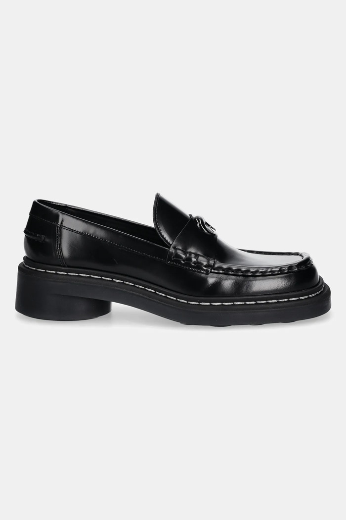 Marine Serre leather loafers Shiny Leather Ms Loaf WFW046A.RLEA0018 black AW24