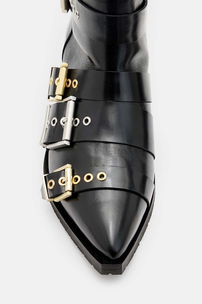 Παπούτσια Δερμάτινες μπότες AllSaints Jane Buckle Boot W019FB μαύρο