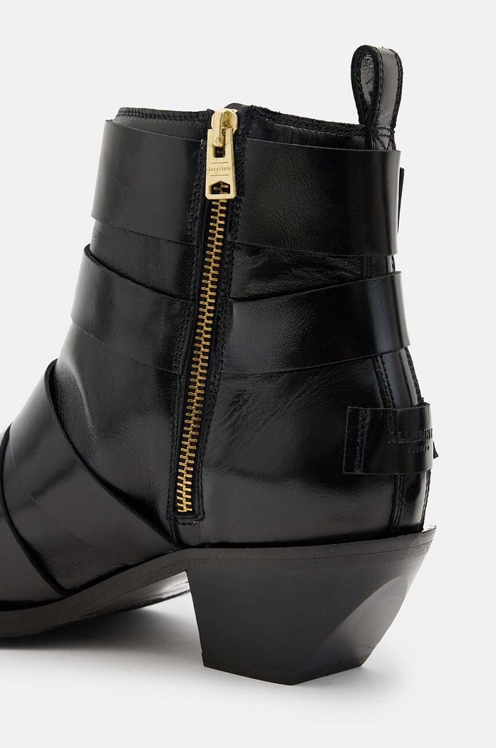 Δερμάτινες μπότες AllSaints Jane Buckle Boot μαύρο W019FB