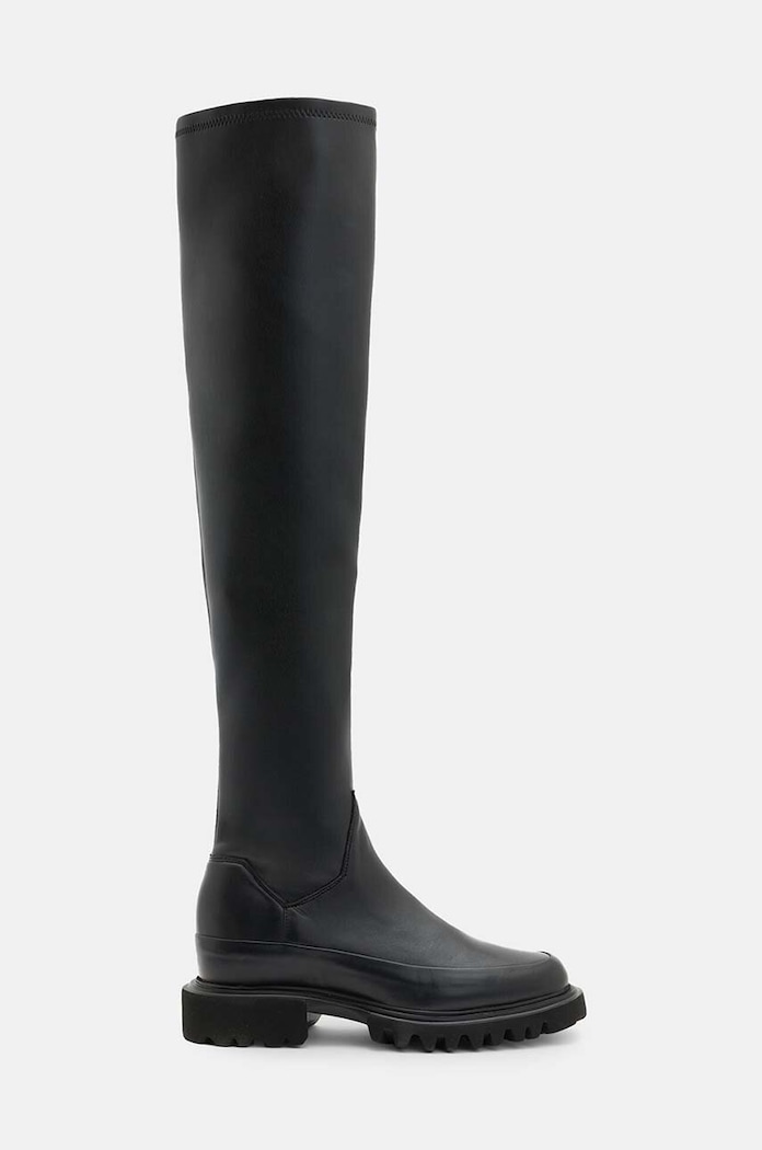 Kožené čižmy AllSaints Leona Boot usňová koža čierna W097FB
