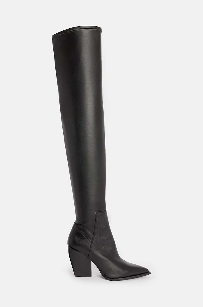Čizme AllSaints Lara Boot zrnata koža crna W099FB