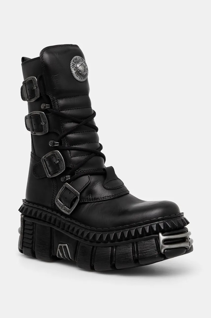 New Rock leather ankle boots ITALI NEGRO NOMADA + TOWER CASCO + ACERO PICOS grain leather black M.WALL373.S10