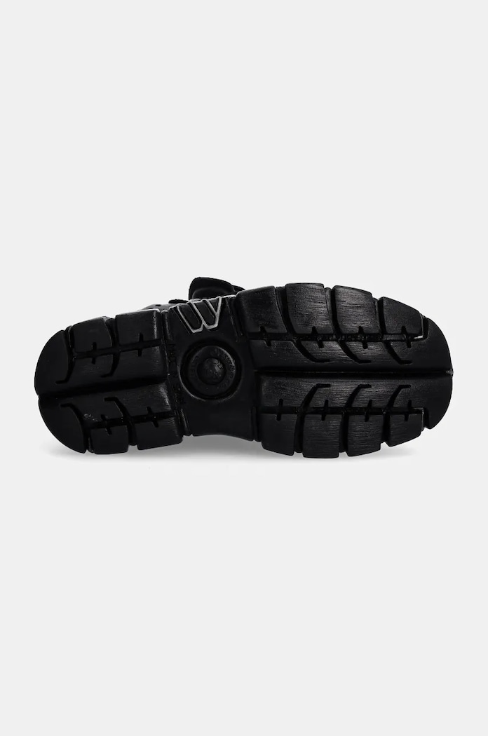 Kožené tenisky New Rock Nomada Negro + Tower Negro Lateral E14 Acero M.106.S112 čierna