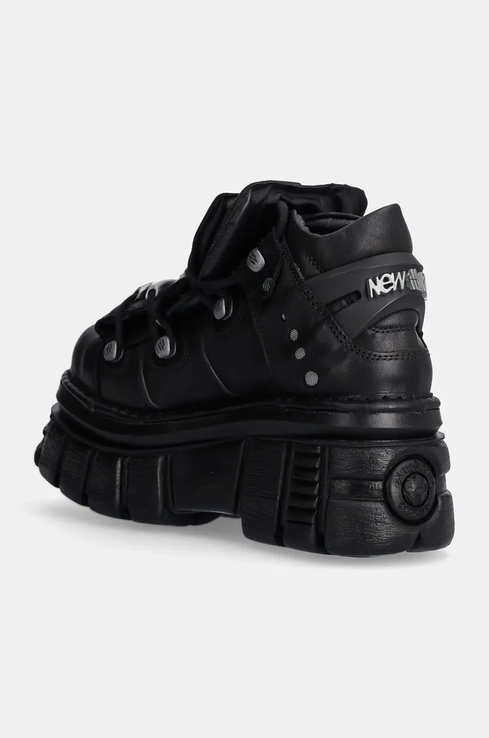 Obuv Kožené tenisky New Rock Negro + Nomada Negro + Tower Negro Lateral E-14 M.106.S29 čierna