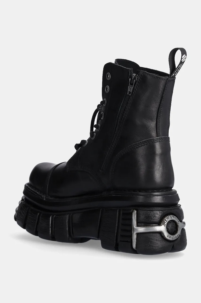 Încălțăminte New Rock bocanci de piele Nomada Negro + Tower Negro Acero E14 M.NEWMILI083.S37 negru