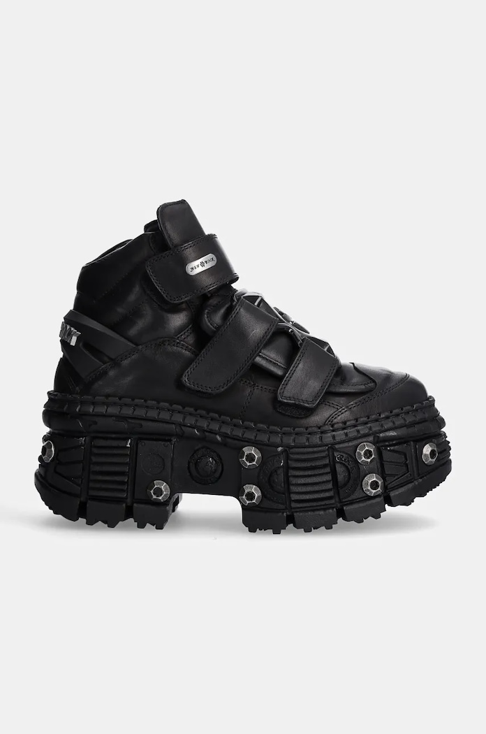 New Rock leather shoes Crust Negro Negro + Tank Casco Negro M.WALL285.S10 black AW24