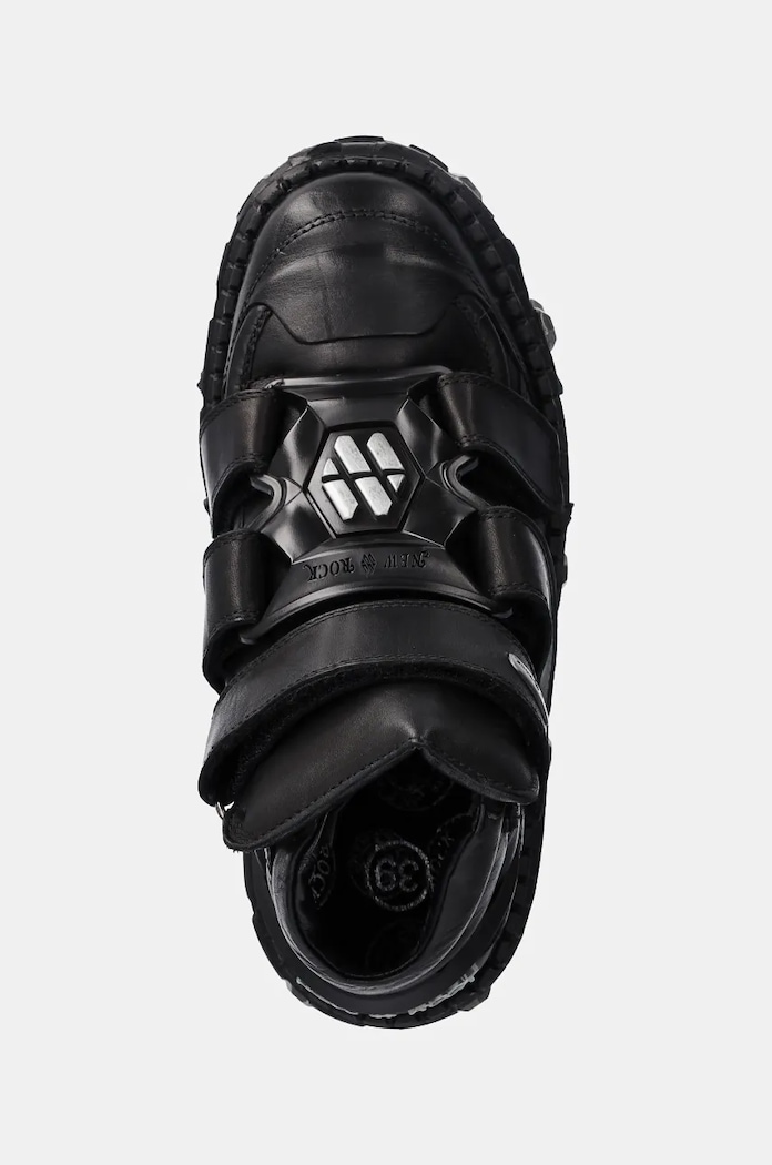 New Rock leather shoes Crust Negro Negro + Tank Casco Negro black M.WALL285.S10