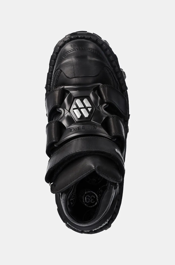New Rock leather shoes Crust Negro Negro + Tank Casco Negro black M.WALL285.S10