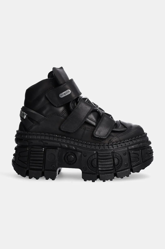 New Rock leather shoes Crust Negro Negro + Tank Casco Negro M.WALL285.S2 black AA00