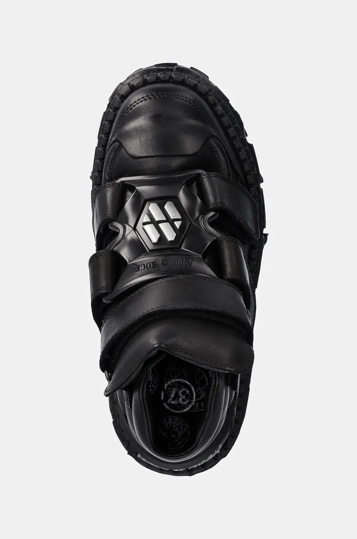New Rock leather shoes Crust Negro Negro + Tank Casco Negro black M.WALL285.S2