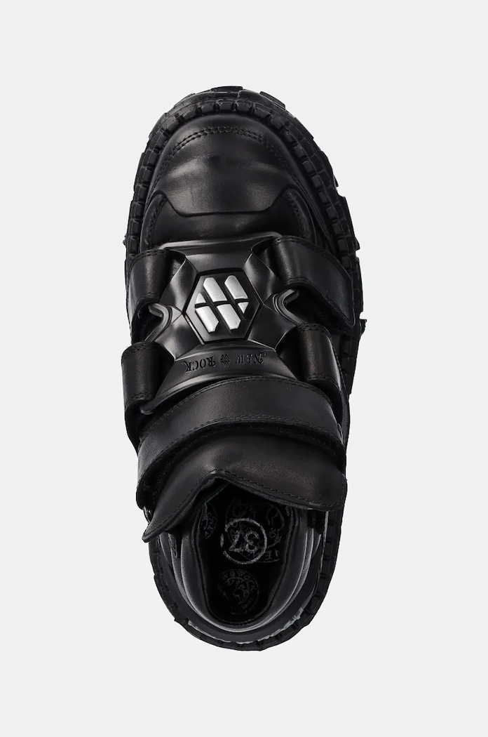 New Rock leather shoes Crust Negro Negro + Tank Casco Negro black M.WALL285.S2