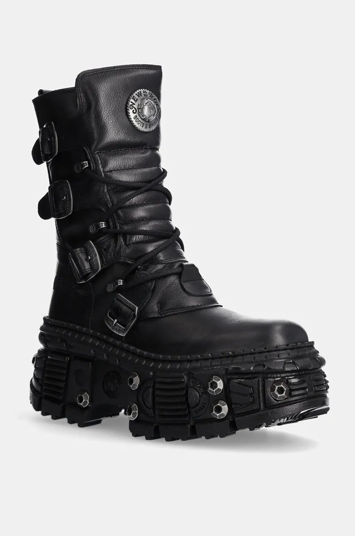 New Rock leather biker boots Itali Negro Nomada Negro + Tank Casco Negro non-insulated black M.WALL373.S11