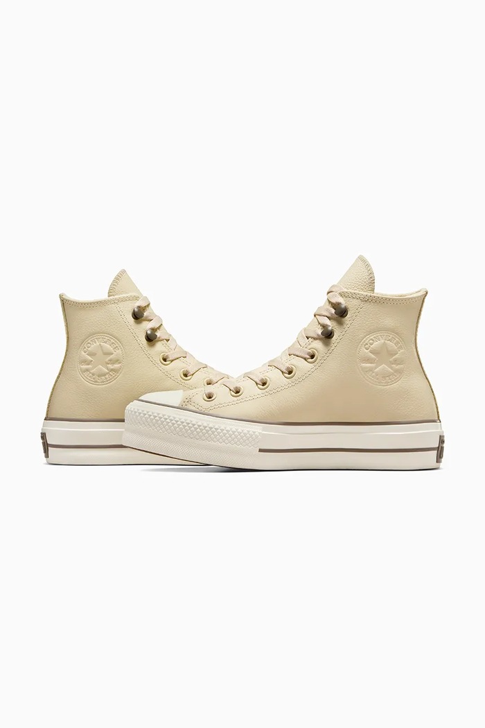 Кожени кецове Converse Chuck Taylor All Star Lift бежов A11158C
