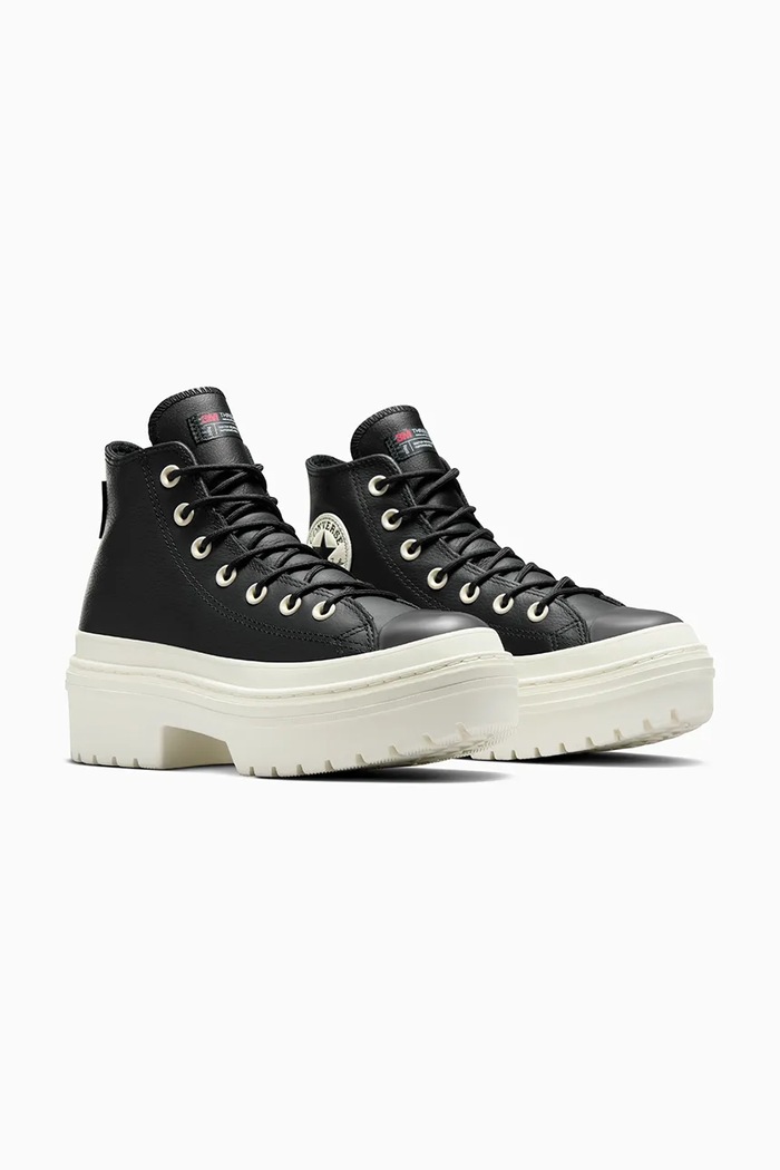 Δερμάτινα ελαφριά παπούτσια Converse Chuck Taylor All Star Lugged Heel A12328C μαύρο AW24