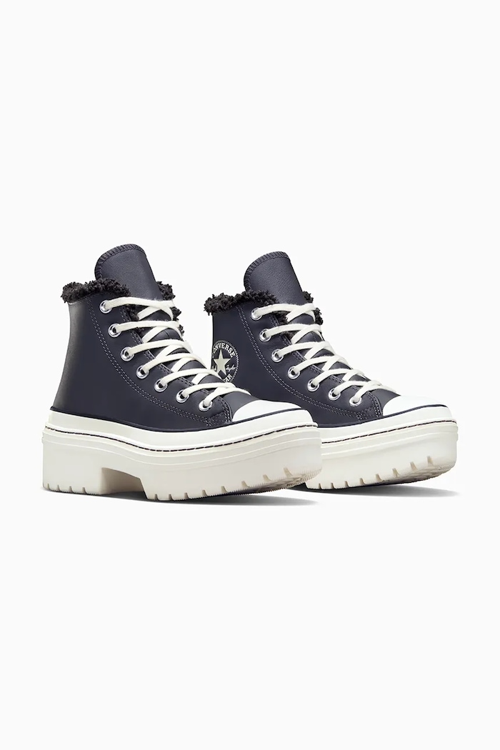 Δερμάτινα ελαφριά παπούτσια Converse Chuck Taylor All Star Lugged Heel A10152C γκρί AW24