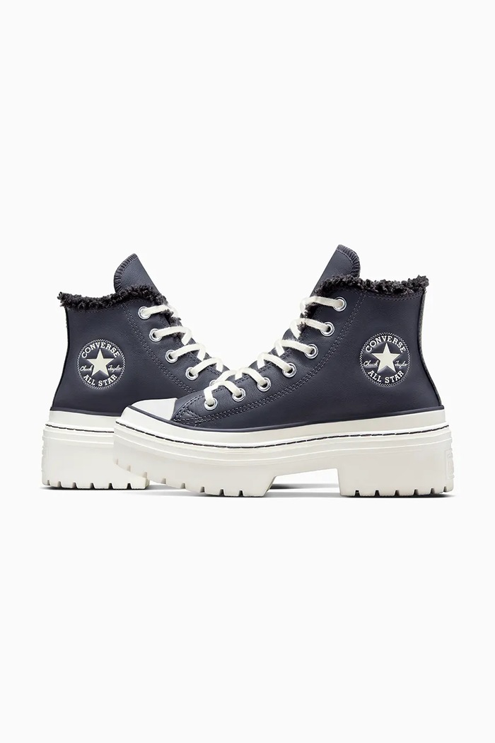 Δερμάτινα ελαφριά παπούτσια Converse Chuck Taylor All Star Lugged Heel γκρί A10152C
