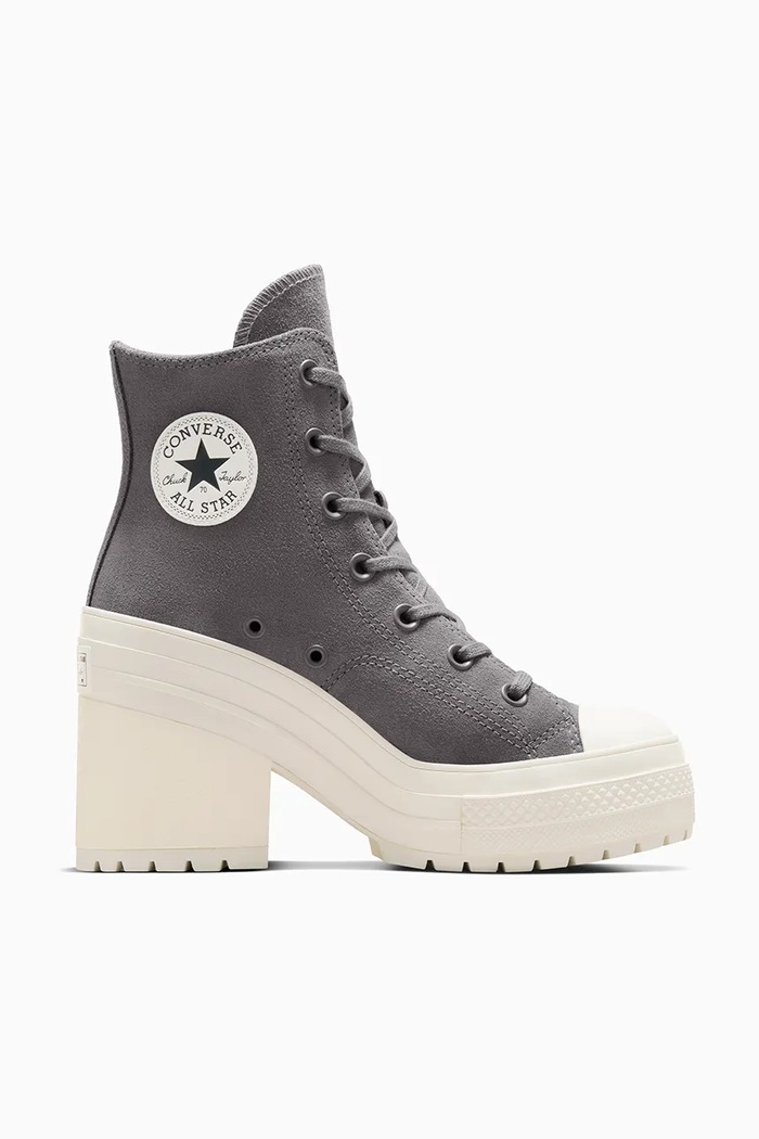 Semišové tenisky Converse Chuck 70 De Luxe Heel platforma šedá A12327C