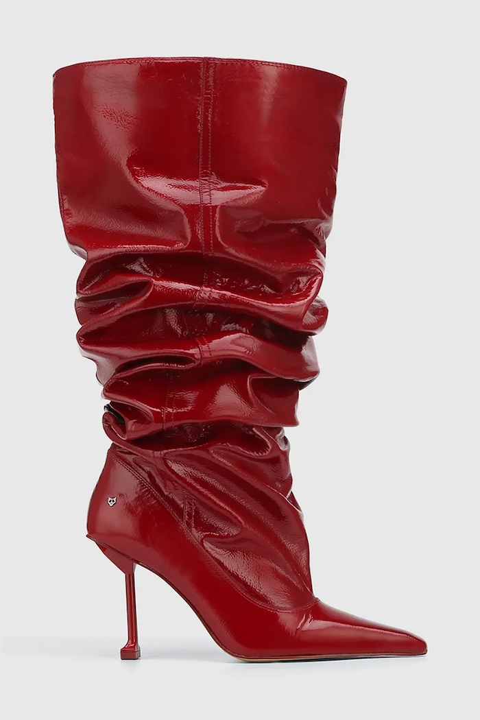 Kožené čižmy Naked Wolfe Vern nezateplené červená Vern.Crinkle.Patent.Red