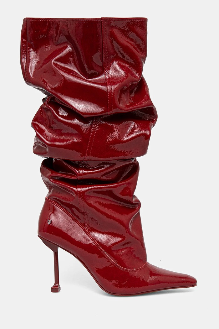 Usnjeni elegantni škornji Naked Wolfe Vern Vern.Crinkle.Patent.Red rdeča AW24