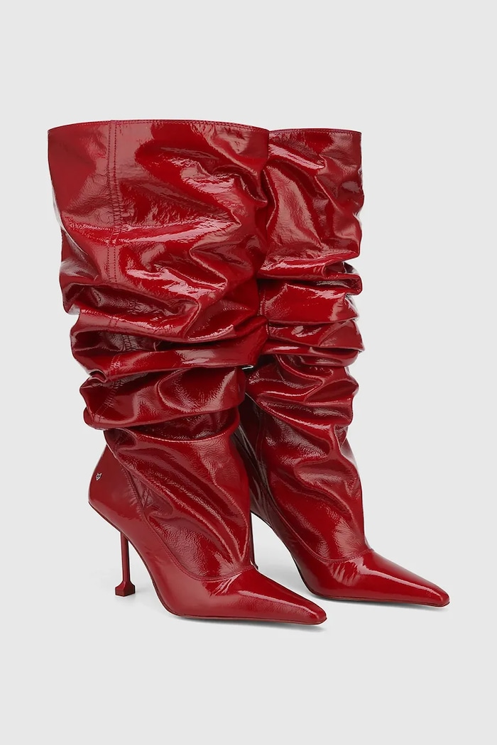 Kožené čižmy Naked Wolfe Vern Vern.Crinkle.Patent.Red červená AW24