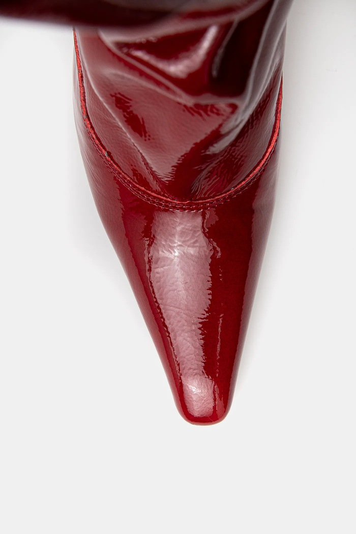 Usnjeni elegantni škornji Naked Wolfe Vern rdeča Vern.Crinkle.Patent.Red