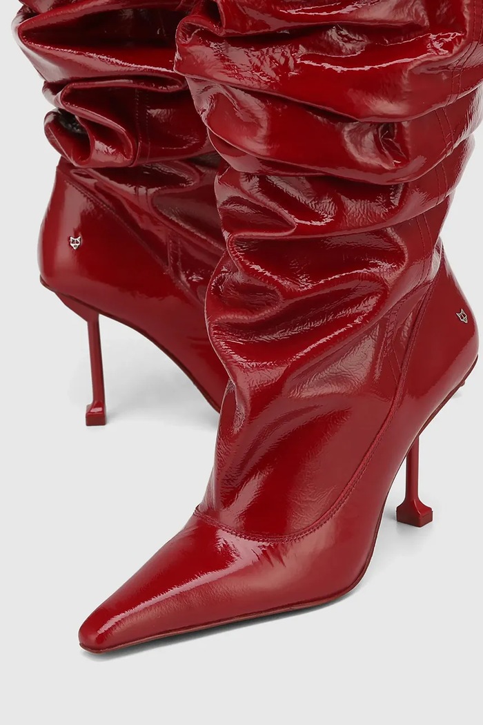 Naked Wolfe ghete de piele Vern Vern.Crinkle.Patent.Red rosu