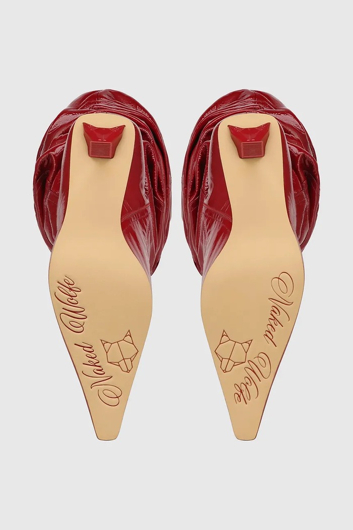 Naked Wolfe ghete de piele Vern Vern.Crinkle.Patent.Red