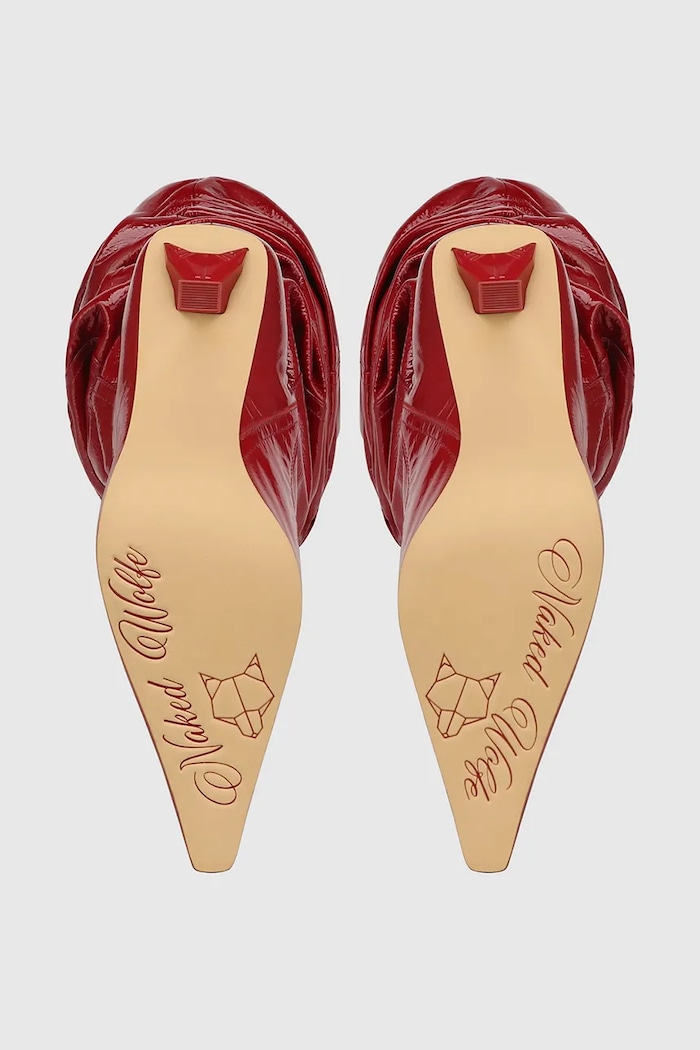 Naked Wolfe ghete de piele Vern Vern.Crinkle.Patent.Red