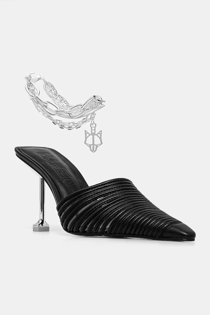 Δερμάτινα mules Naked Wolfe Chromed στιλέτο μαύρο Chromed.Black.Leather