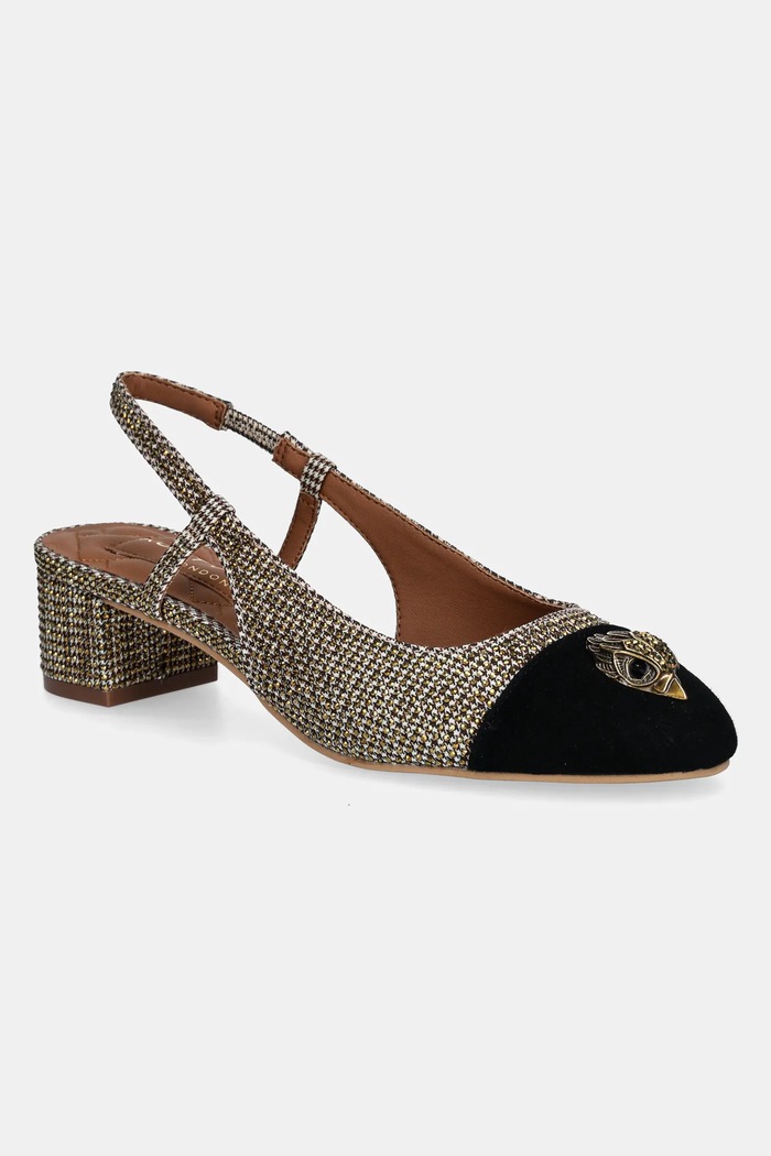 Kurt Geiger London czółenka Sloane Mid Slingback tekstylny złoty 2780043629.BEIGECOMB