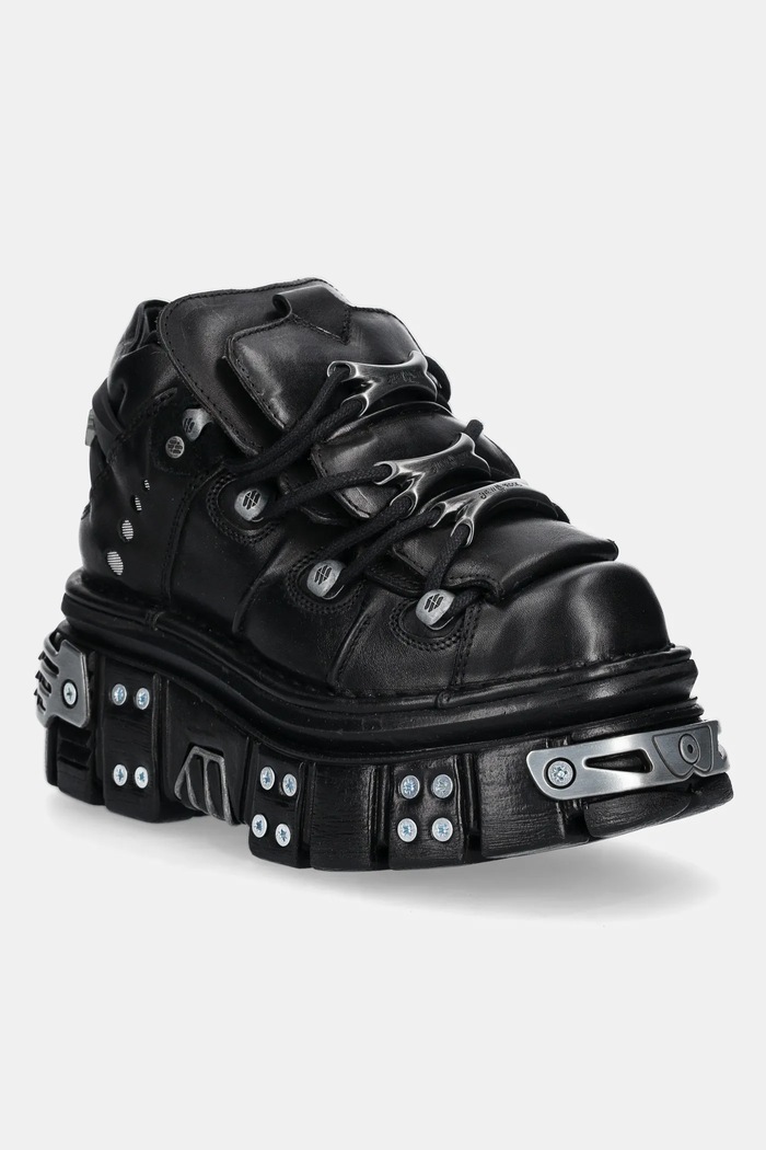 Δερμάτινα sneakers New Rock ITALI NEGRO+ NOMADA NEGRO+ TOWER NEGRO E14 πλατφόρμα μαύρο M.106.S70