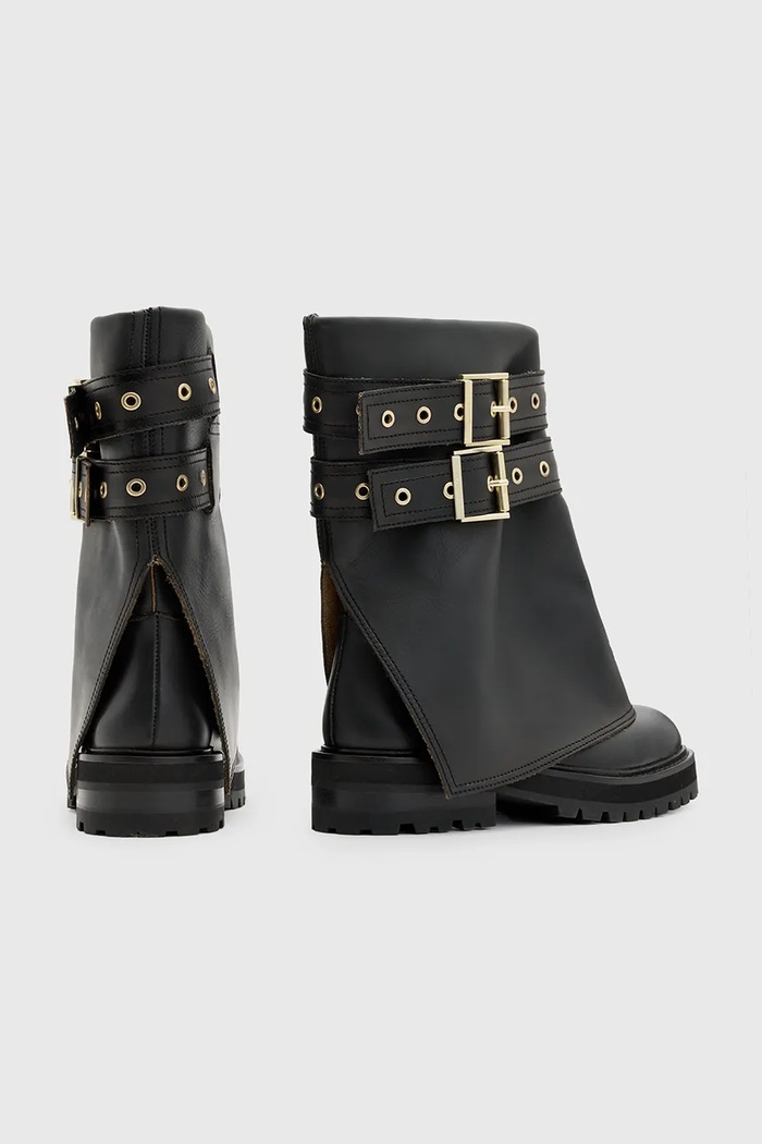 AllSaints botki skórzane Drew Boot W158FB czarny