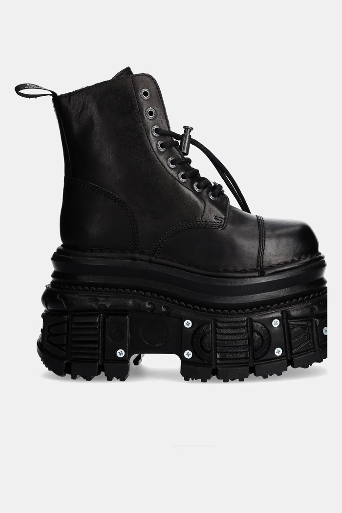 New Rock leather biker boots CRUST NEGRO + TANK NEGRO TORNILLOS E-34 M.MILI083CCT.C4 black AW25