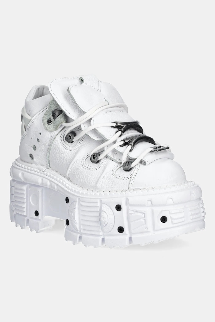 Кожаные кроссовки New Rock NAPA BLANCA + IMPERFECT TANK BLANCO TORNILLOS платформа белый M.TANK106.C1