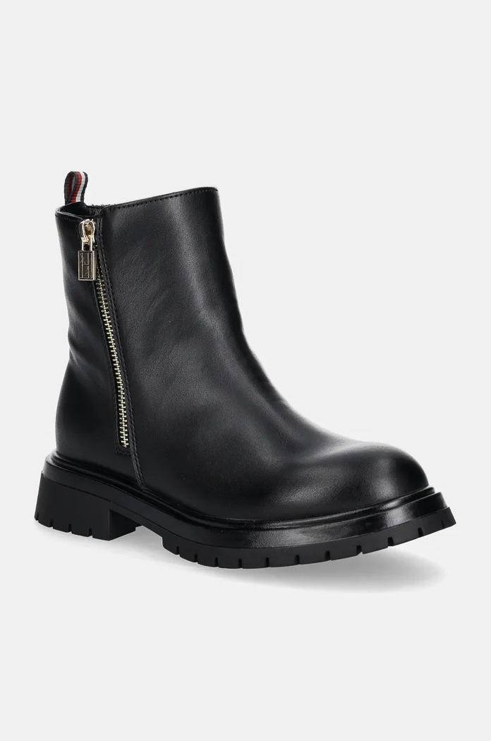 Dječje gležnjače Tommy Hilfiger zrnata koža crna T3A5.33566.