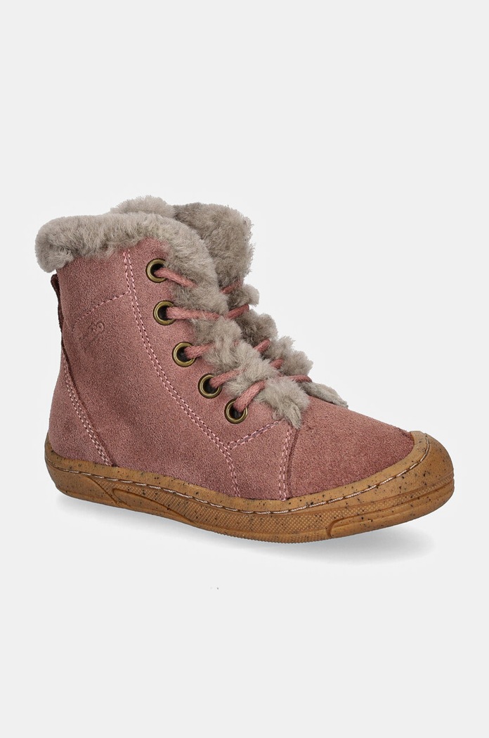 Froddo buty zimowe zamszowe dziecięce MINNI SUEDE LACES ocieplane różowy G2110140.G.25.26