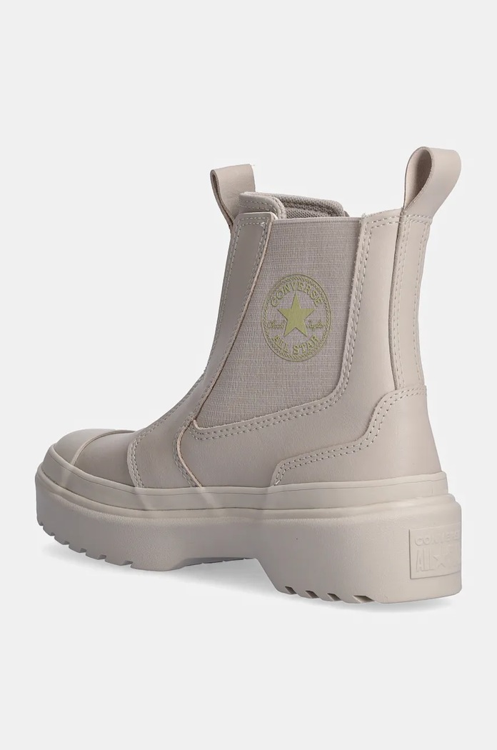 DÍVKA Dětské kožené kotníkové boty Converse CHUCK TAYLOR AS CHELSEA LUGGED A08395C béžová